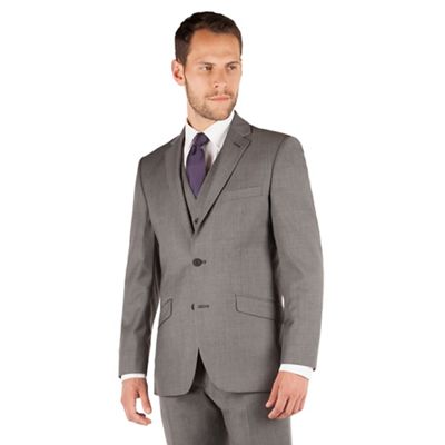 J by Jasper Conran Grey pindot 2 button front tailored fit occasions suit jacket